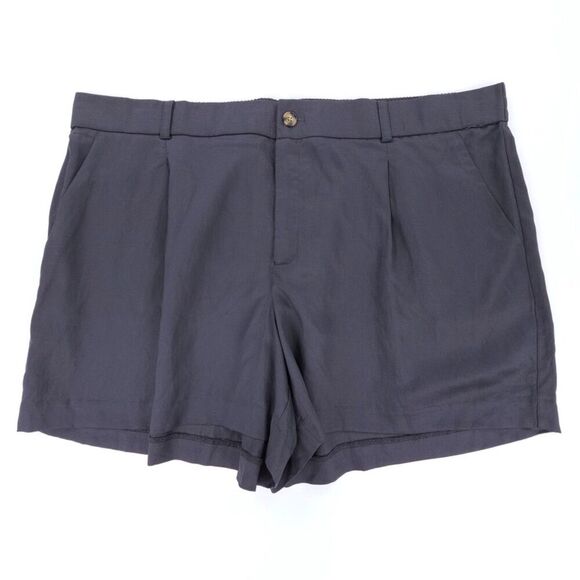 NEW Torrid Studio Linen Shorts Pleated Tailored Trouser Old Money Periscope Gray - Picture 1 of 6